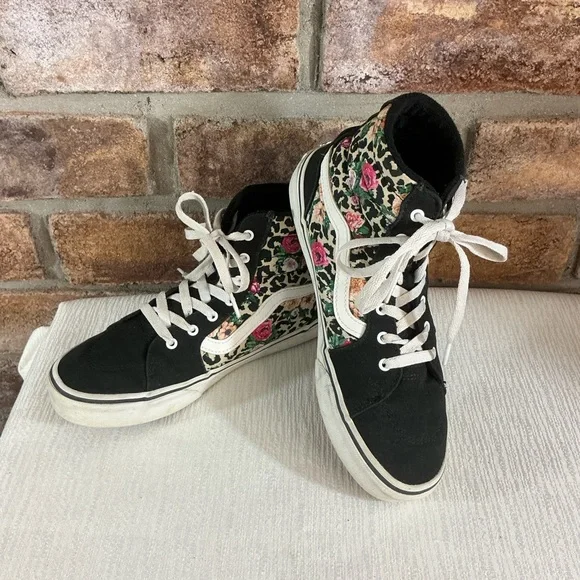 VANS-OFF-THE-WALL Youth Floral Hi-Top Shoes - Picture 2 of 14